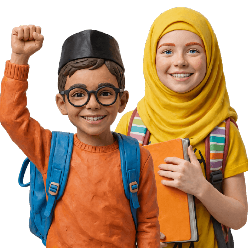 Ilustrasi anak-anak bermain di lingkungan sekolah SHINE AL-FALAH